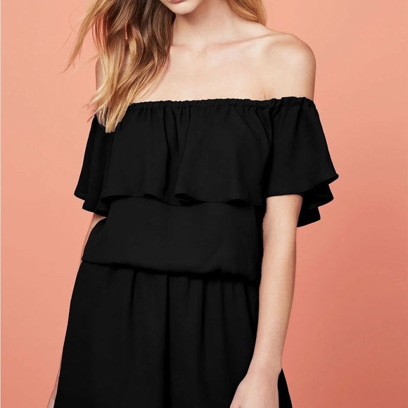 ANTHROPOLOGIE THREE EIGHTY TWO Off-Shoulder Black shorts romper - Picture 1 of 4